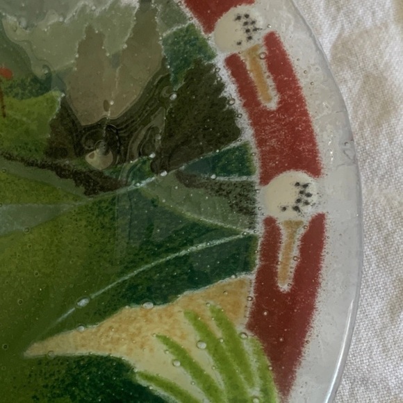 Peggy Karr Fused Glass Trinket Bowl Golf Green Flag Plate 8.25” Gift Collector - Picture 3 of 9
